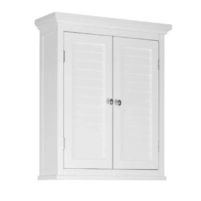 Afbeelding van Teamson Home Badkamerkast Glancy Houten Muurbevestiging Kastje Met 2 Deuren en Planken Wit 50.8 x 17.8 31 (cm)