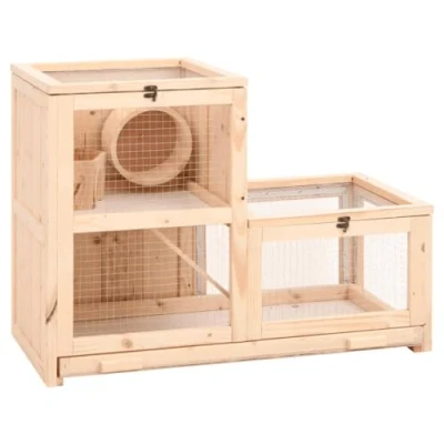 Afbeelding van vidaXL Hamsterkooi 81x40x60 cm massief vurenhout
