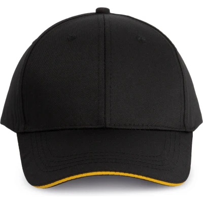 Afbeelding van WK. Designed To Work Contrasterende sandwichpet 6 panelen Oeko Tex WKP145 Black / Yellow