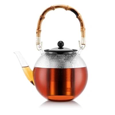 Afbeelding van bodum ASSAM BAMBOO 1.5 Liter Theekoker Transparant, Zwart, Bamboe