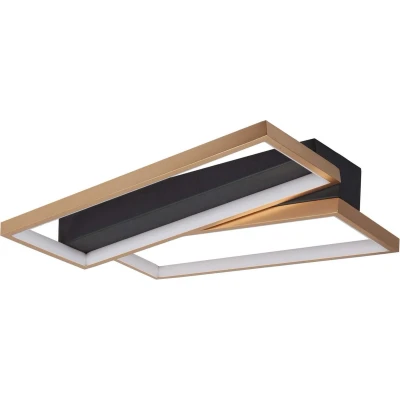 Afbeelding van Highlight plafondlamp Helios vierkant zwart/goud