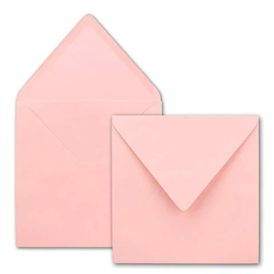 Afbeelding van FarbenFroh Enveloppen, 100 stuks, 15,5 x cm, vierkant, met natte sluiting, 110 g/m², voor bruiloftsuitnodigingskaarten, verjaardag en meer, roze