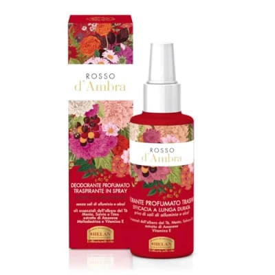 Afbeelding van Helan, Rouge d&#039;Ambra deodorant voor vrouwen Langdurige spray zonder alcohol met etherische oliën van de boom thee Astringent en verfrissende munt, geur gevoelige huid inclusief