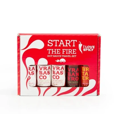 Image de Start the Fire Coffret Voyage 5 x 20 ml Sauces Piquantes Artisanales Fermentées Vegan Sans Gluten Kit Dégustation Nomade Cadeau Insolite Pour Amateurs de Piment &amp; BBQ