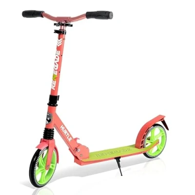 Afbeelding van Hurtle Kinderstep met 2 wielen voor kinderen, jongeren en volwassenen, verstelbaar T stuur, Renegade step antislip stavlak van legering, opvouwbaar draagbaar schouderriemHurtle ve