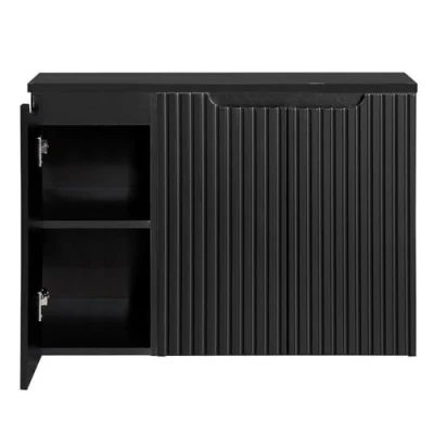 Afbeelding van Wastafelonderkast met wastafelblad Newport 90x60x40 cm zwart [en.casa]
