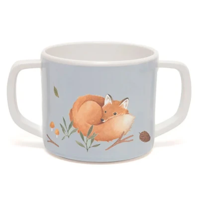 Afbeelding van Petit monkey melamine kinderbeker fox dove blue