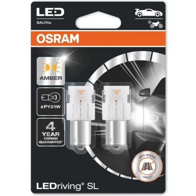 Afbeelding van Osram PY21W LED Retrofit Oranje 12V BAU15s 2 Stuks