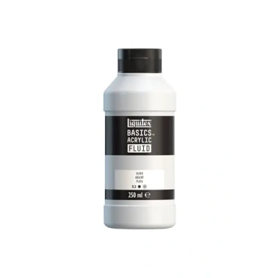 Afbeelding van Liquitex Basics Fluid Acrylverf met vloeibare consistentie, sneldrogend, lichtecht, waterdicht, op waterbasis, 250 ml, zilver