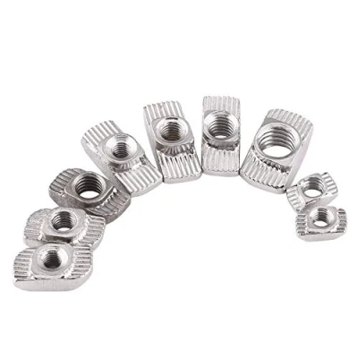Afbeelding van 50 stuks T moeren, Europese norm, verzinkt, koolstofstaal, zilverkleurig, extrusiesleuf voor aluminium profiel (UE30 M5 x 15,5 8)
