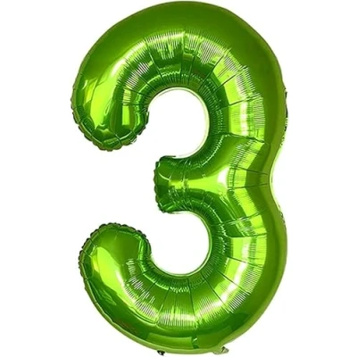 Afbeelding van Verjaardagsballon 3 jaar groen 101 cm ballon cijfer decoratie verjaardag feestdecoratie vliegt dankzij helium