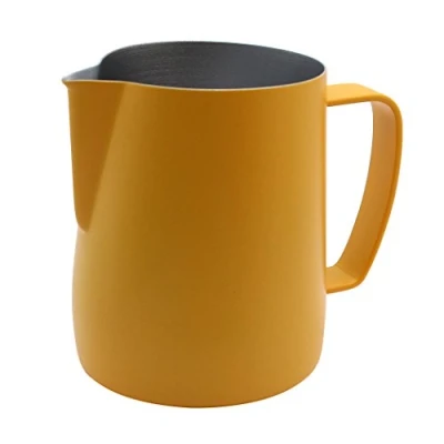 Afbeelding van Kruik van roestvrij staal dampende kan, geschikt voor koffie, latte en schuimende melk, 350 ml, geel