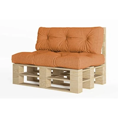 Afbeelding van chilly pilley Palletkussen, Eu schuimvlokken, voor palletmeubels, rugleuning, bankkussen, zijkussen, set van veel kussens (2 stuks, oranje)