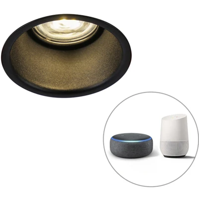 Afbeelding van QAZQA dept Design Dimbare LED Smart Inbouwspot incl. wifi met Dimmer 1 lichts Ø 8.9 cm Zilver Woonkamer Slaapkamer Keuken