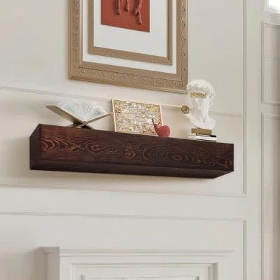 Image de VEVOR Étagère Flottante Murale Manteau Cheminée en Bois Marron Rustique 182,8 cm