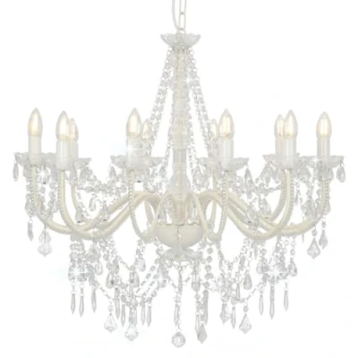 Image de vidaXL Lustre avec perles Blanc 12 ampoules E14281608