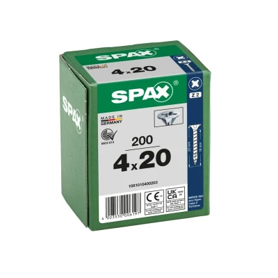 Afbeelding van Spax Spaanplaatschroef platverzonken kop verzinkt pozidriv 4.0x20mm (per 200 stuks)