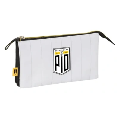 Afbeelding van Pennenetui met 3 vakken Kings League PÍo Wit Zwart 22 x 12 cm