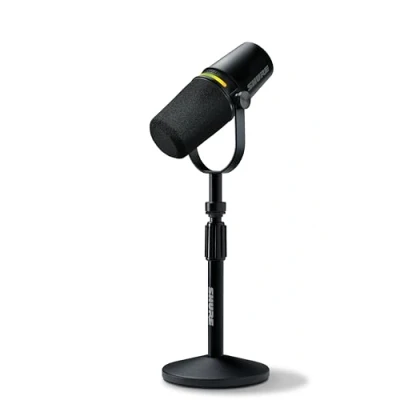 Afbeelding van Shure MV7+ Podcast microfoon met standaard. Verbeterde audio, LED Touch Panel, USB C &amp; XLR Outputs, Auto Level Mode, Digital Pop Filter, Reverb Effects, Podcasting, Streaming, Recording, Gen 2