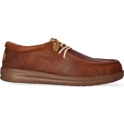 Afbeelding van HEYDUDE Wally Grip Craft Leather Heren Instappers Brown Maat 40