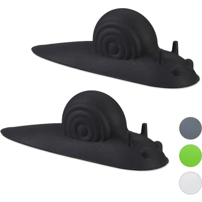Afbeelding van Relaxdays deurstopper slak set van 2 deurstop deurbuffer rubber zacht zwart