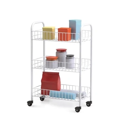 Image de Metaltex Chariot de cuisine avec 3 paniers Siena Blanc