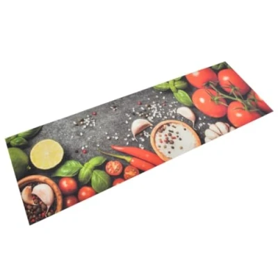 Afbeelding van Keukenmat wasbaar groenteprint 60x180 cm fluweel