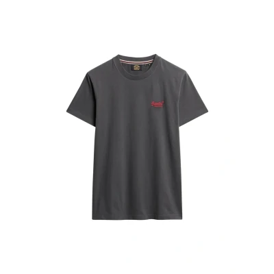 Afbeelding van Superdry Vintage LOGO EMB Tshirt basic, Heren, Maat: XXL, Graphite black fluro red