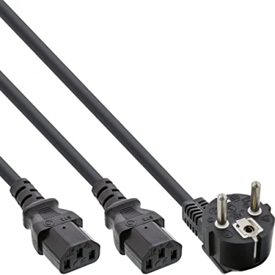 Image de InLine Y cable Câble d&#039;alimentation power CEE 7/7 pour IEC 60320 C13 5 m noir