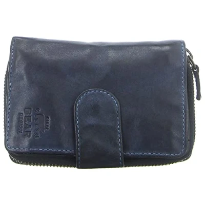 Afbeelding van Bear Design Cow Lavato Leren Dames Ritsportemonnee Blauw