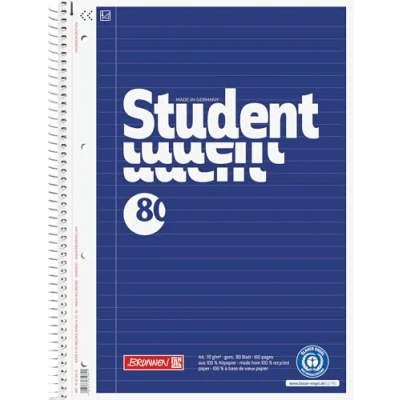 Afbeelding van Brunnen 106783101 Notitieblok A4 Student gelinieerd (80 vellen, gerecycled, blauwe engel)