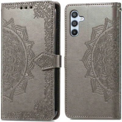 Afbeelding van iMoshion Hoesje Met Pasjeshouder Geschikt voor Samsung Galaxy A54 (5G) Mandala Bookcase Grijs