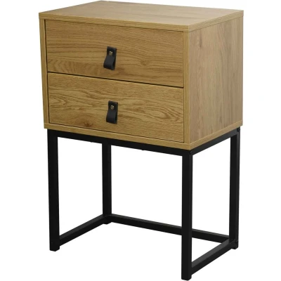 Afbeelding van Nachtkastjes met 2 lades zwart/oak 11627 Casame