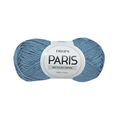 Afbeelding van Brei en haakgaren, 100% katoen, 4 of middelgroot, Arabisch gewicht, Drops Paris, 51 g, 81 m per bol (101 lichtblauw)