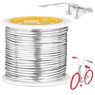 Afbeelding van VynyQoo Aluminium draad, 2 mm, 33 m, flexibel, voor knutselen, sculptuur, modelleren, sieraden maken, bloemenhandwerk en draadweven