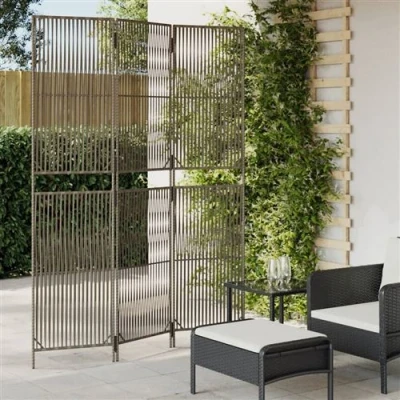 Afbeelding van Kamerscherm 3 panelen poly rattan grijs
