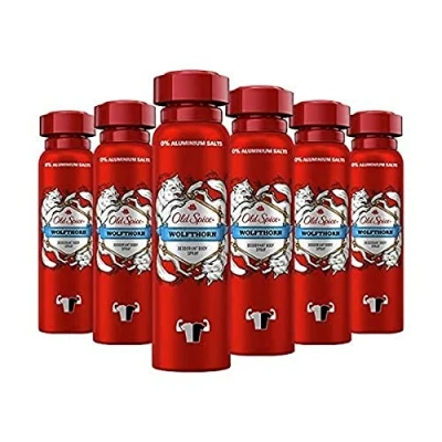 Image de Old Spice Wolfthorn Lot de 6 déodorants en spray sans aluminium pour homme, x 150 ml, parfum longue durée