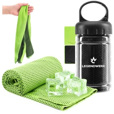 Afbeelding van COM FOUR® 2 x verkoelende handdoek in een fles koelhanddoek bij hitte, sport, camping (2 stof zwart)