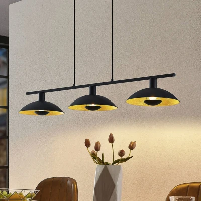 Afbeelding van Lindby hanglamp 3lichts ijzer E14 zwart, goud