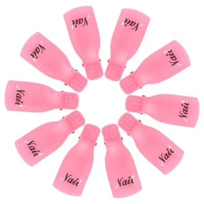 Image de Hanyousheng Lot de 10 clips dissolvant Pour vernis à ongles en plastique enlever le nail art acrylique, ongles, gel UV, rouge rose