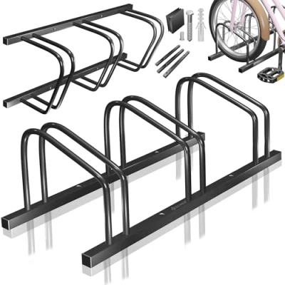 Afbeelding van KESSER® Fietsstandaard inclusief parkeerplaat Meervoudige standaard met 37 cm wielafstand, geschikt voor bandenbreedtes van 30 65 mm, fietsdrager, vloer of wandmontage, wielstandaard