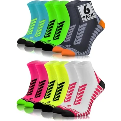 Afbeelding van sesto senso 3 12 paar kleurrijke sportsokken voor dames en heren, Set van 6 grafiet, groen (neon), turquoise, wit, geel, roze