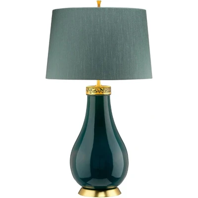 Afbeelding van Quintiesse LED Tafellamp Havering 1X E27 Max 60W Azure Turquoise &amp; Aged Brass