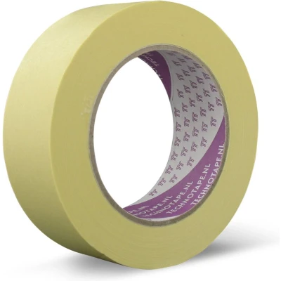 Afbeelding van TechnoTape Maskingtape SP Licht geel 25 mm (x 50 meter) Techno Tape