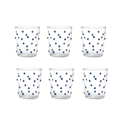 Afbeelding van Zafferano Set van 6 transparante waterglazen met blauwe stippen