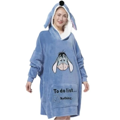 Afbeelding van Disney I Aah Ezel Oversize Hoody Cozy met oren voor dames Winnie Puuh Oversized Trui Knuffelige Deken Blauw Vrouwen, Meerkleurig