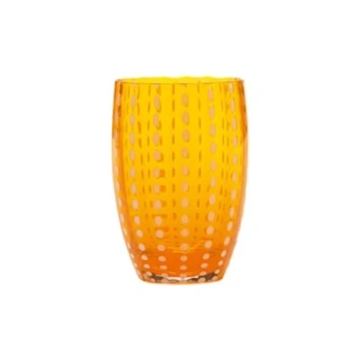 Afbeelding van Zafferano Handbewerkte tumbler glazen kralen helder gekleurd glas cl 32h 109mm d 71mm 6 stuks oranje