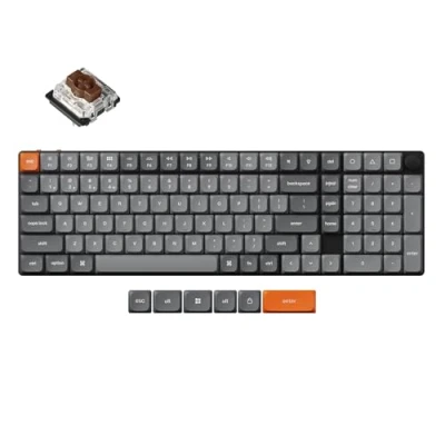 Afbeelding van Keychron K17 MAX Aangepast draadloos mechanisch toetsenbord, 2,4 GHz/Bluetooth/USB C, RGB, hotswap, QMK/via programmeerbare macro&#039;s, PBT toetsen, voor Mac Windows, Super Brown Switch