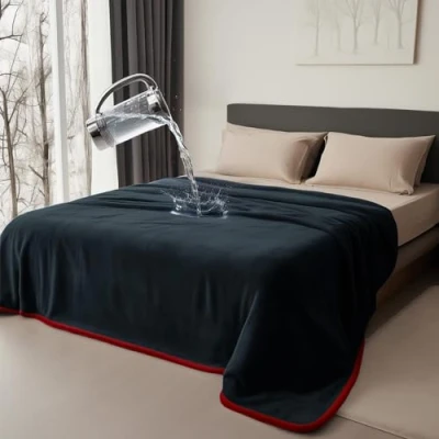Afbeelding van waterdichte deken voor intiem bed, flanellen liefdesdeken, intieme volwassenen, speeldeken (90 x 108 cm, rood en zwart)