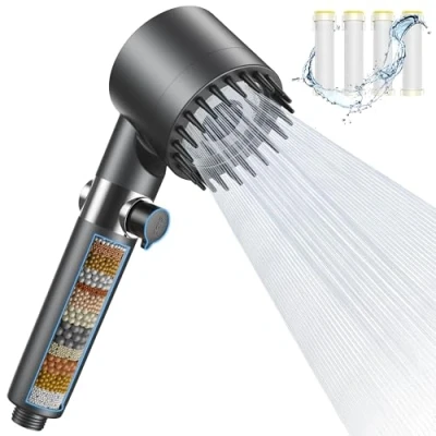 Afbeelding van Ankway Hogedruk douchekop met waterbesparend filter, 3 straalsoorten